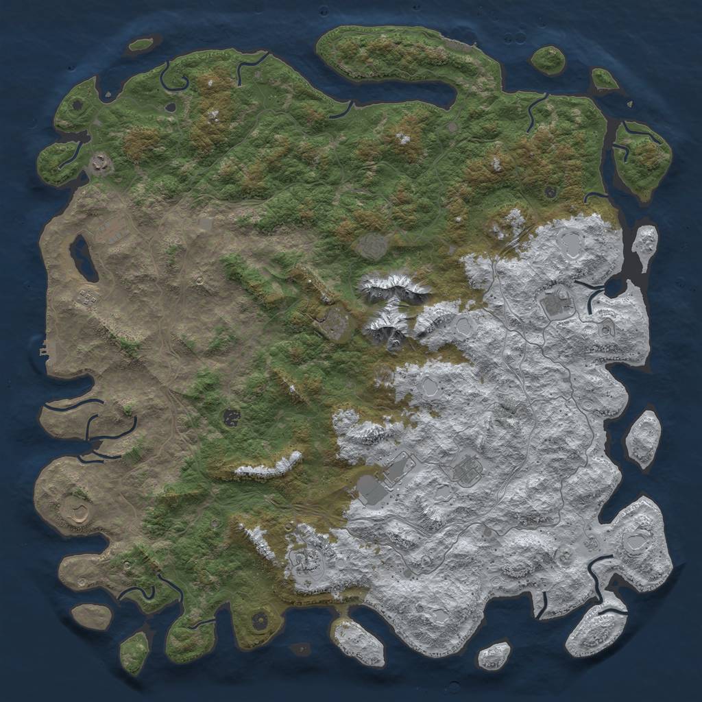 Rust Map: Procedural Map, Size: 6000, Seed: 7615432, 20 Monuments