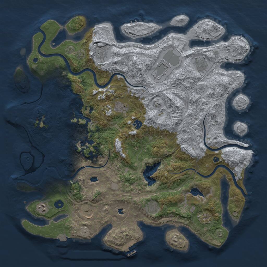 Rust Map: Procedural Map, Size: 4500, Seed: 345833234, 16 Monuments