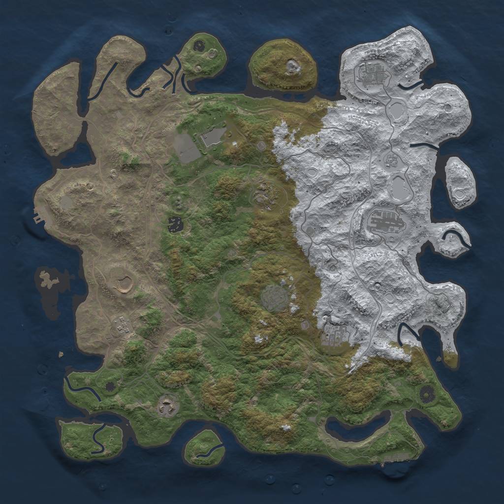 Rust Map: Procedural Map, Size: 4500, Seed: 1375563867, 19 Monuments