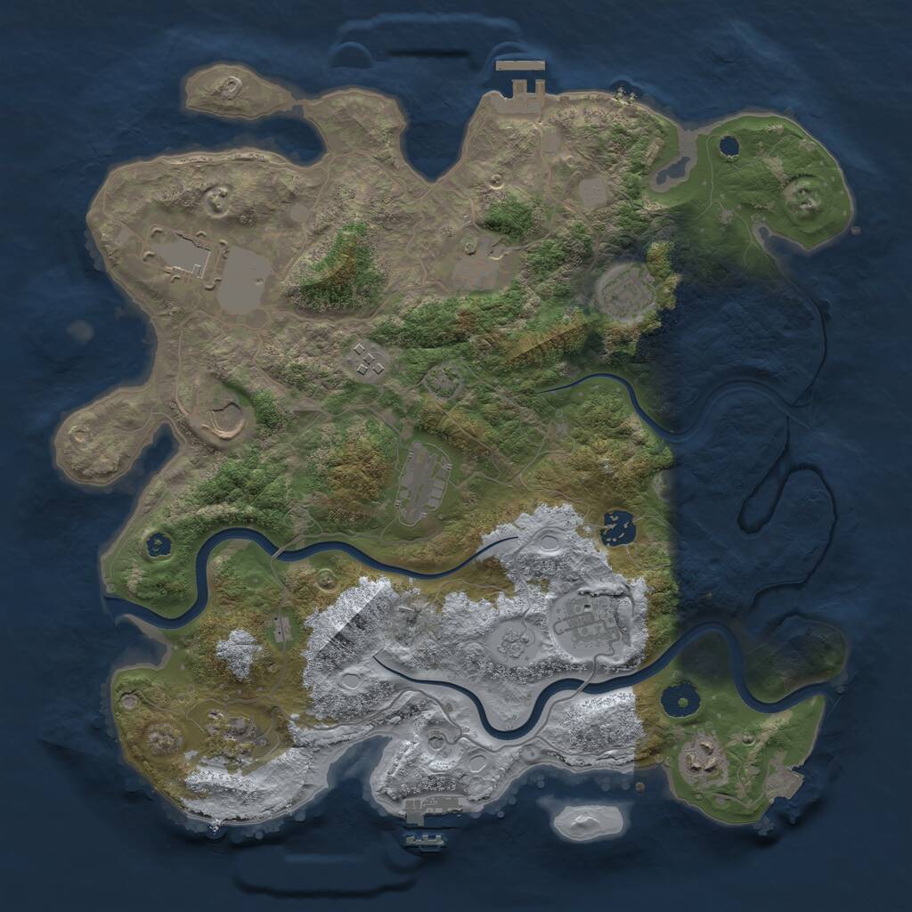 Rust Map: Procedural Map, Size: 3750, Seed: 1964847380, 16 Monuments