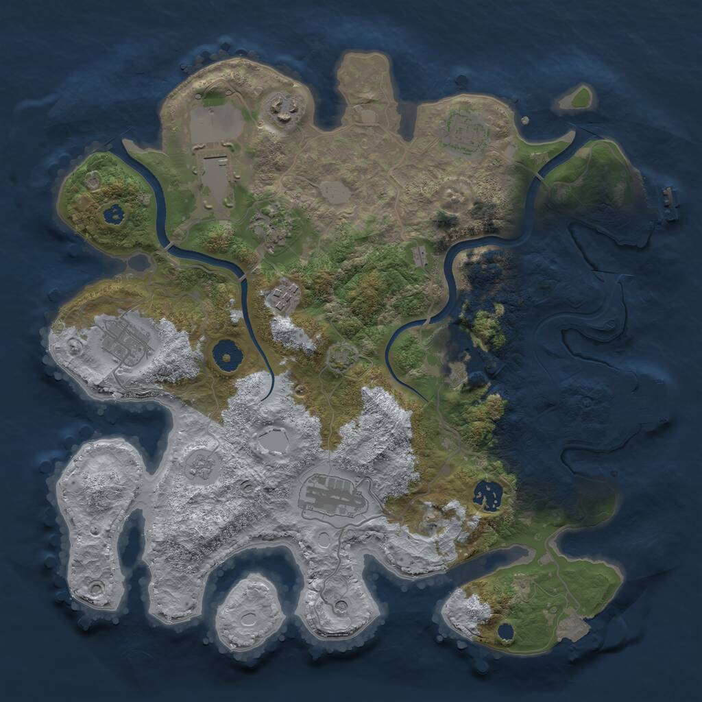 Rust Map: Procedural Map, Size: 3500, Seed: 4732, 15 Monuments