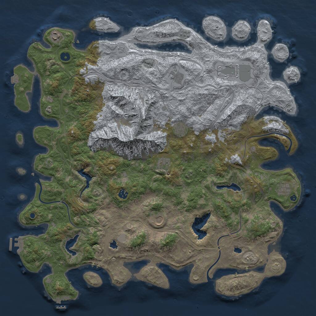 Rust Map: Procedural Map, Size: 5000, Seed: 408454676, 16 Monuments