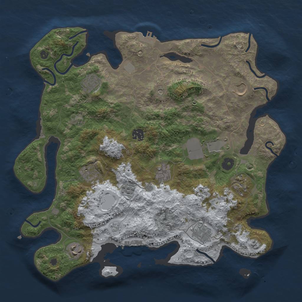 Rust Map: Procedural Map, Size: 3700, Seed: 732201761, 19 Monuments