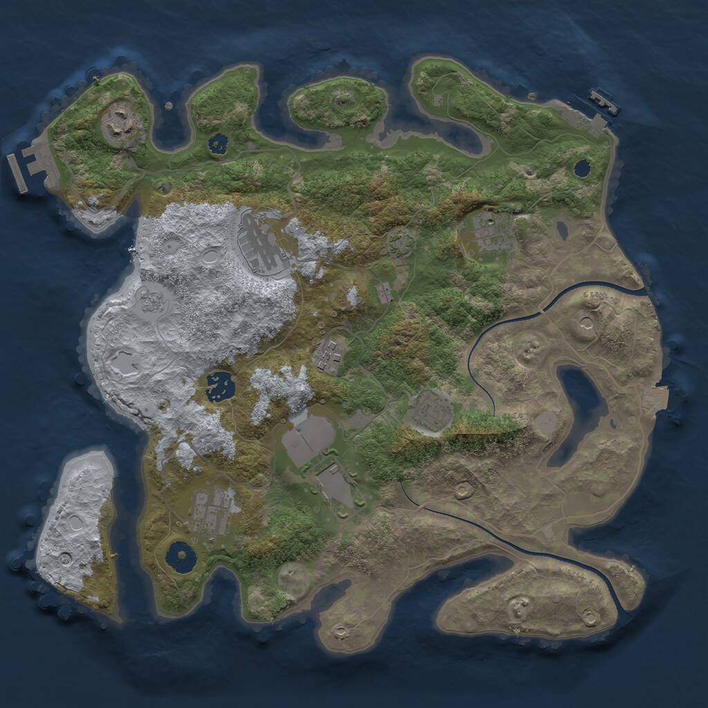 Rust Map: Procedural Map, Size: 3500, Seed: 1671714030, 14 Monuments