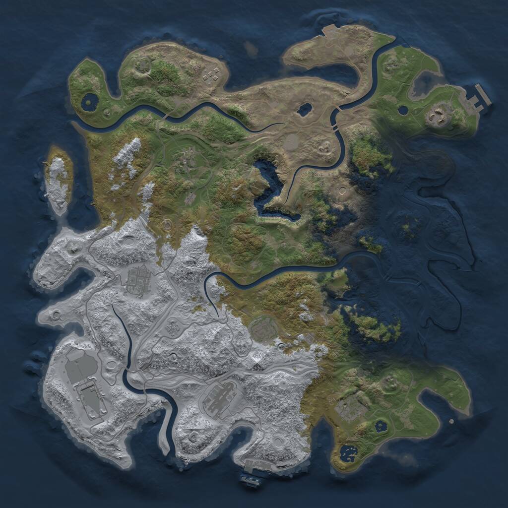 Rust Map: Procedural Map, Size: 4250, Seed: 9999, 15 Monuments