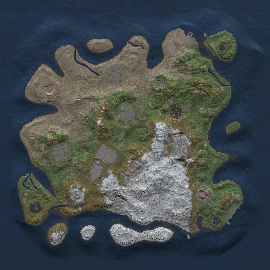 Rust Map: Procedural Map, Size: 3500, Seed: 437017714, 18 Monuments