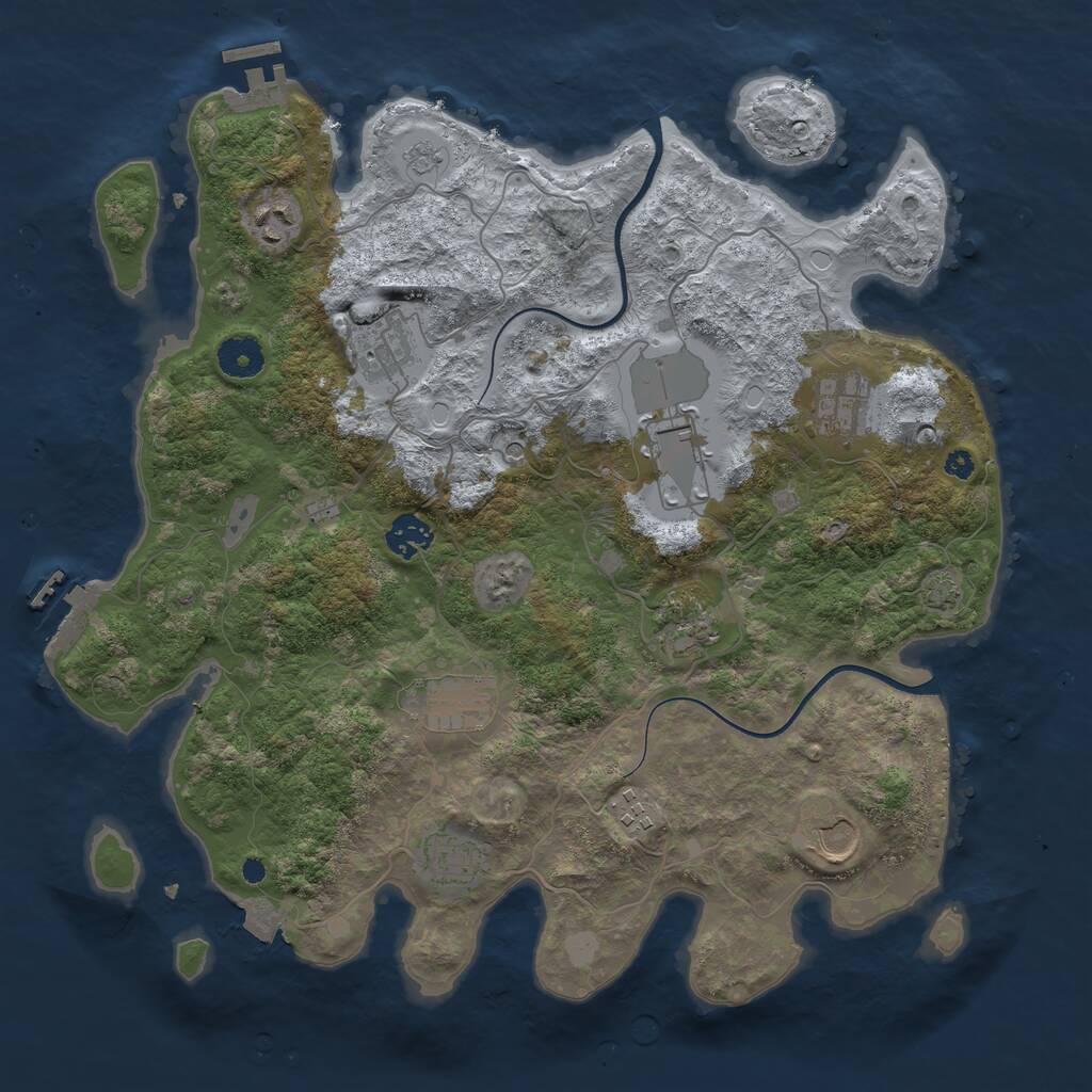 Rust Map: Procedural Map, Size: 3750, Seed: 1983020974, 16 Monuments