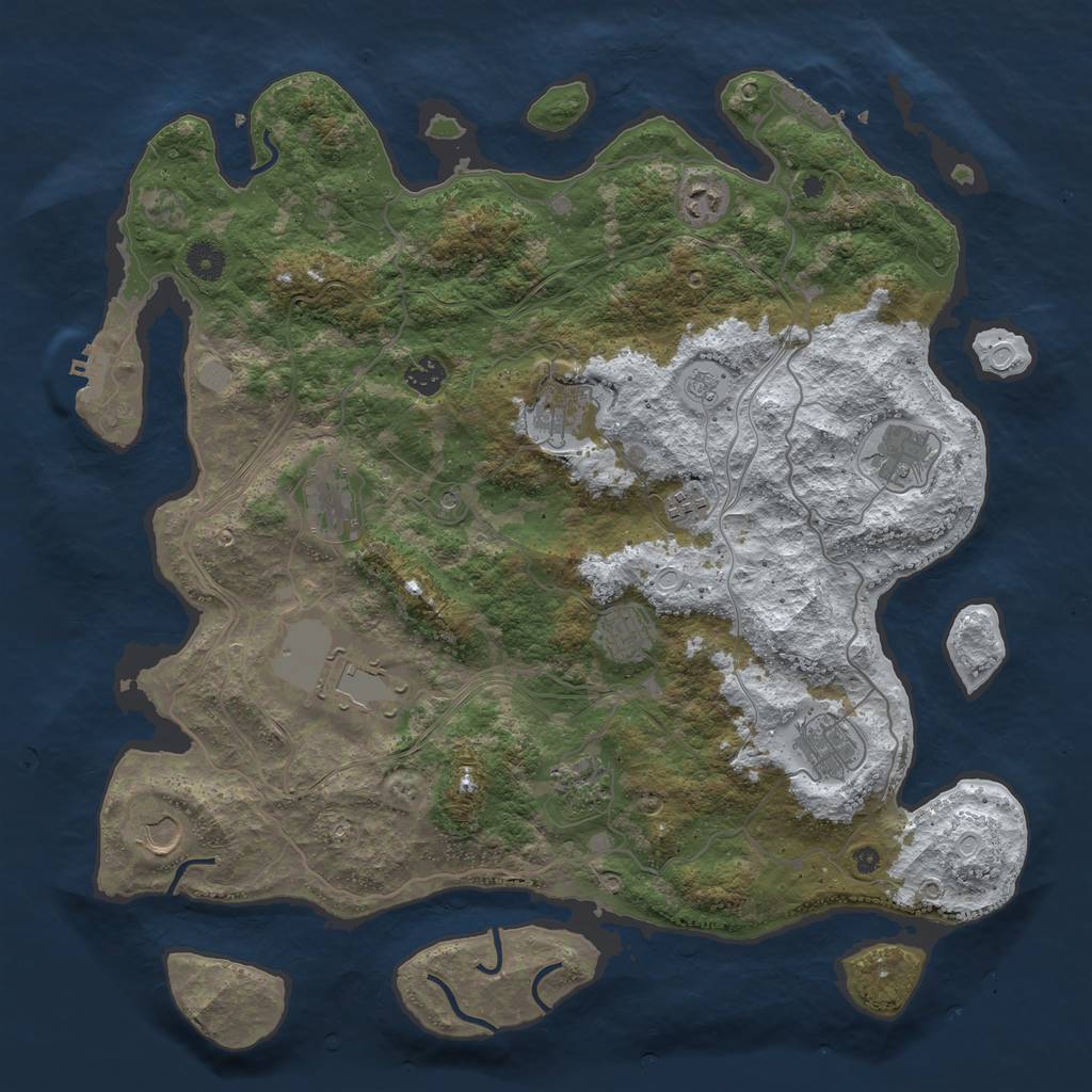 Rust Map: Procedural Map, Size: 4250, Seed: 983714401, 20 Monuments