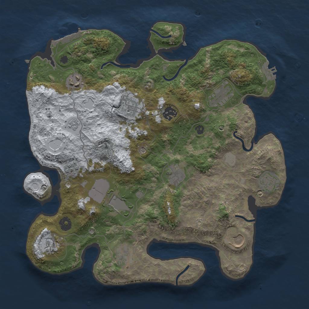 Rust Map: Procedural Map, Size: 3500, Seed: 1038703025, 20 Monuments