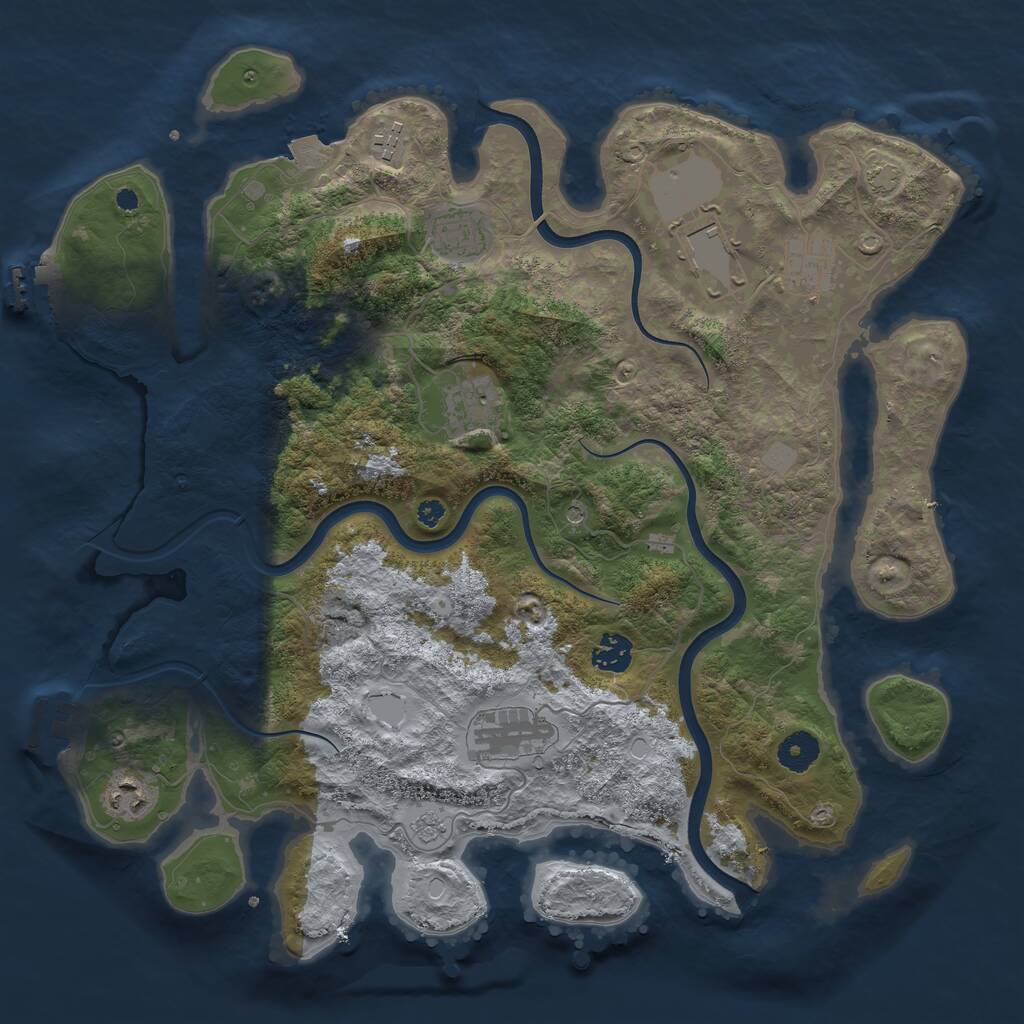 Rust Map: Procedural Map, Size: 3850, Seed: 880162656, 14 Monuments