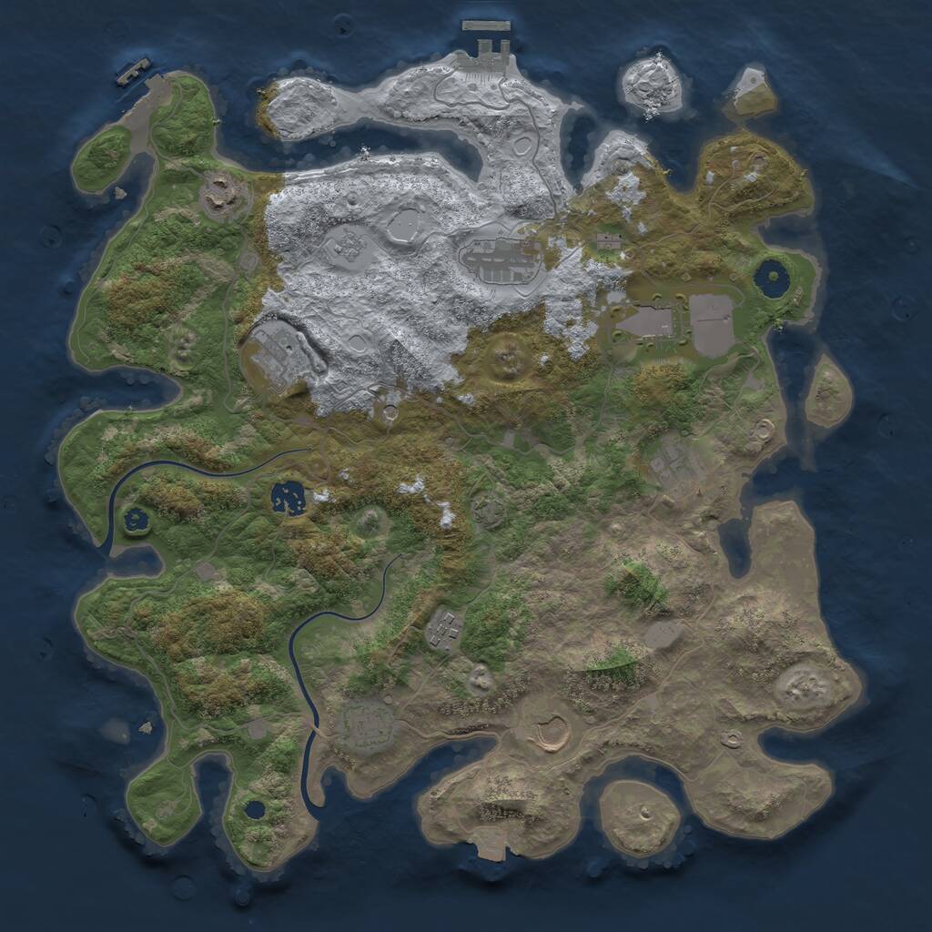 Rust Map: Procedural Map, Size: 3900, Seed: 1277567, 15 Monuments