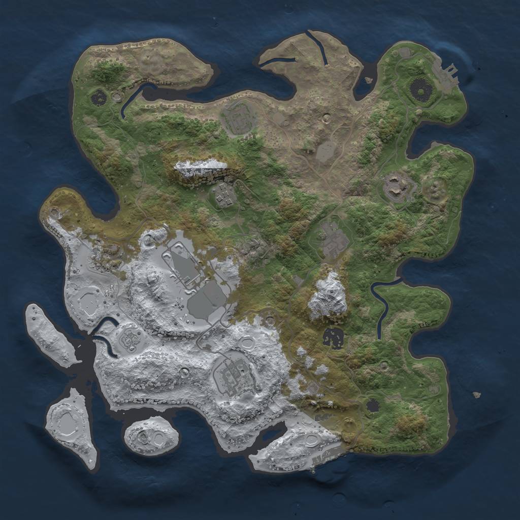 Rust Map: Procedural Map, Size: 3500, Seed: 1545253177, 17 Monuments