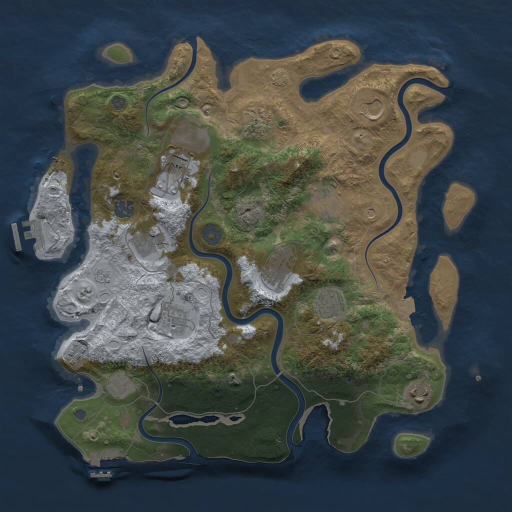 Rust Map: Procedural Map, Size: 3700, Seed: 12642, 19 Monuments