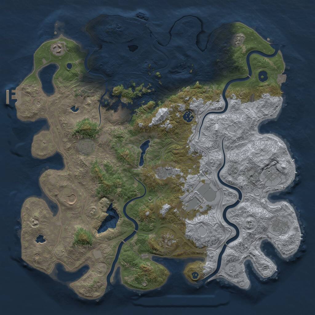 Rust Map: Procedural Map, Size: 4500, Seed: 607753324, 17 Monuments