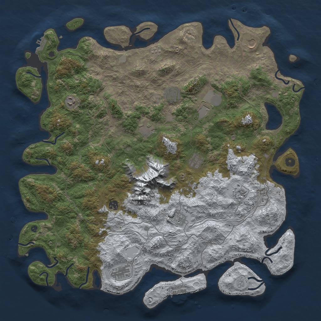 Rust Map: Procedural Map, Size: 5000, Seed: 1849263026, 20 Monuments