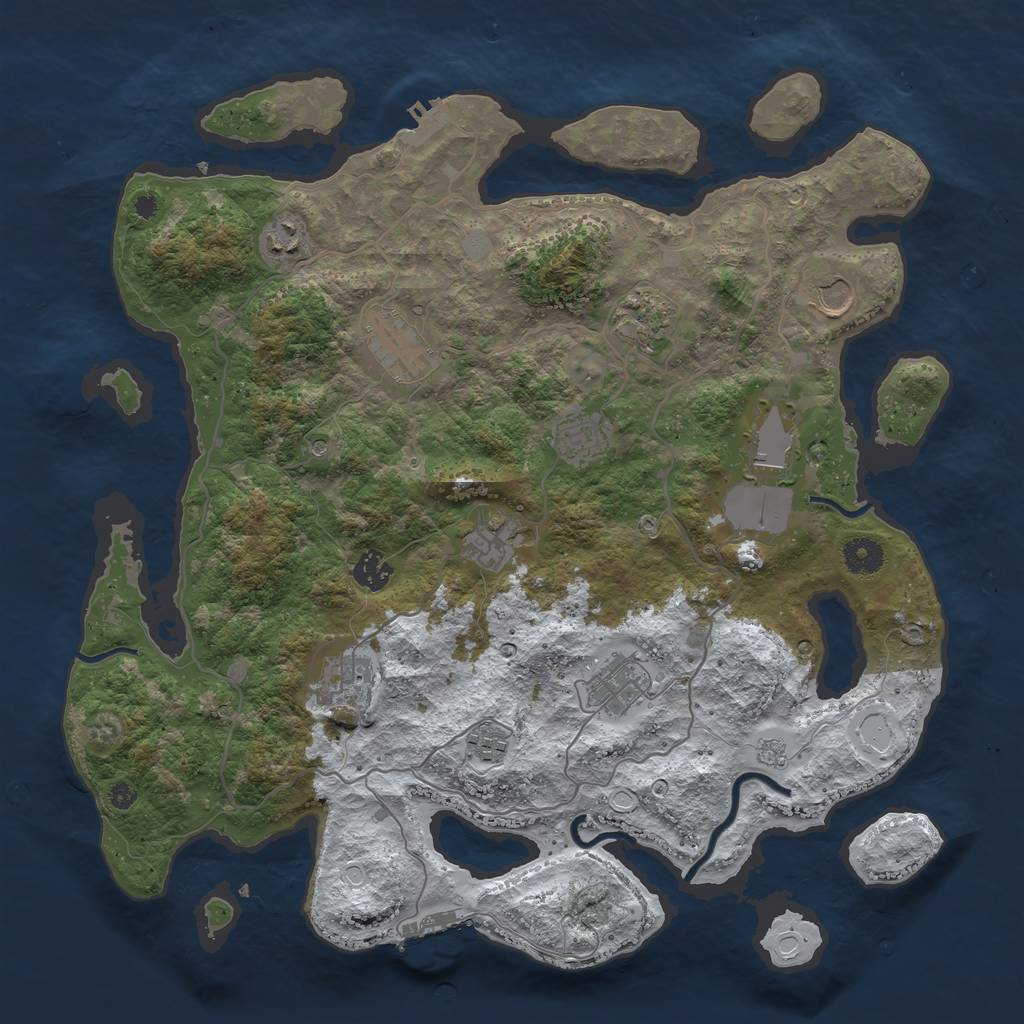 Rust Map: Procedural Map, Size: 4000, Seed: 4865966, 20 Monuments