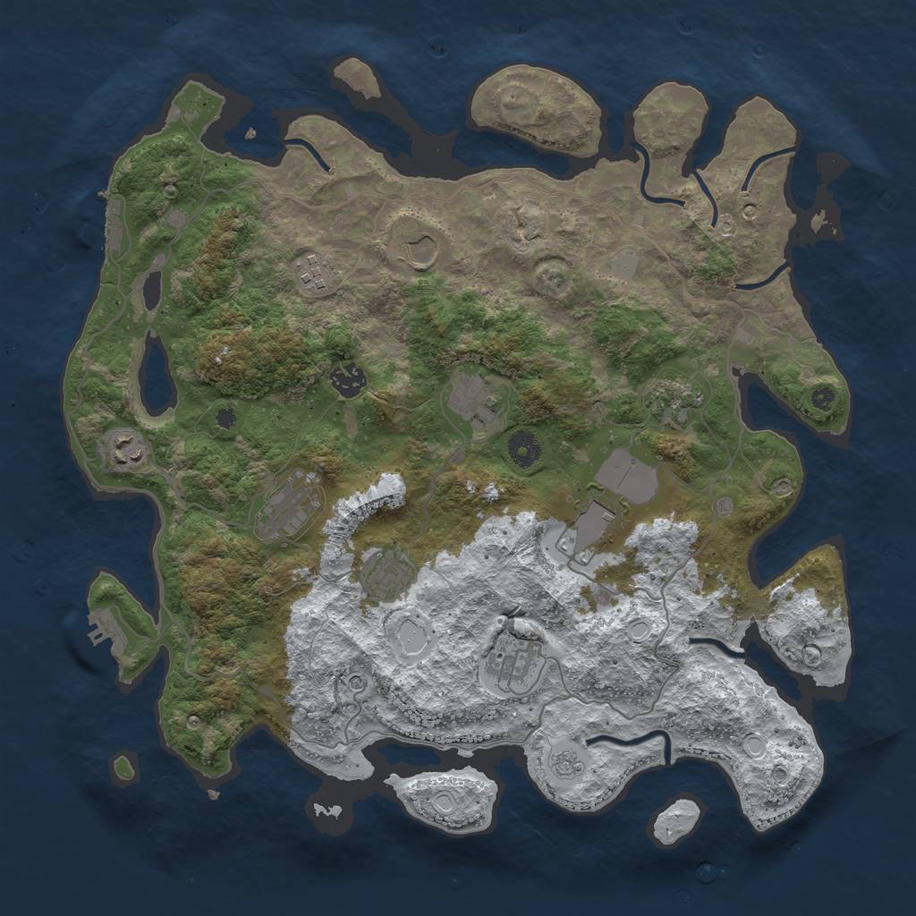 Rust Map: Procedural Map, Size: 4000, Seed: 909473167, 19 Monuments