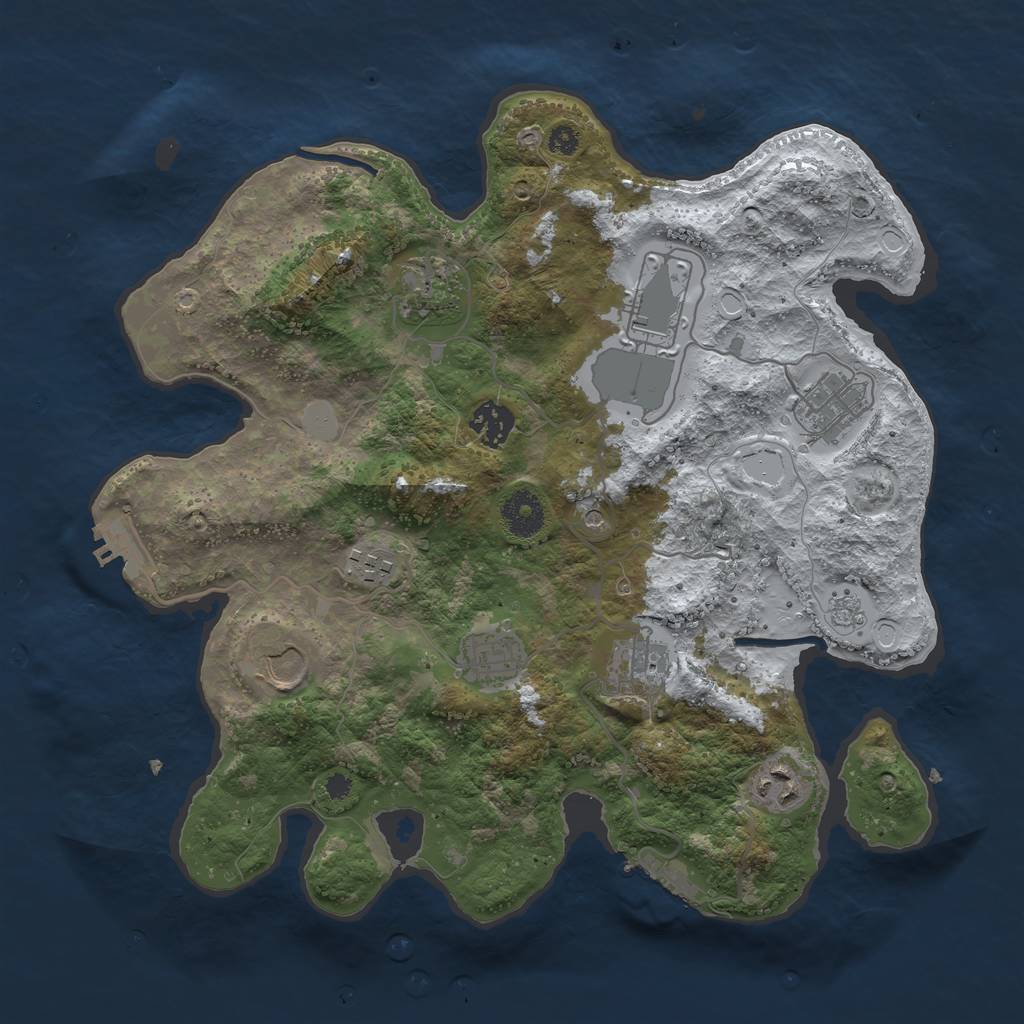 Rust Map: Procedural Map, Size: 3500, Seed: 247703689, 18 Monuments