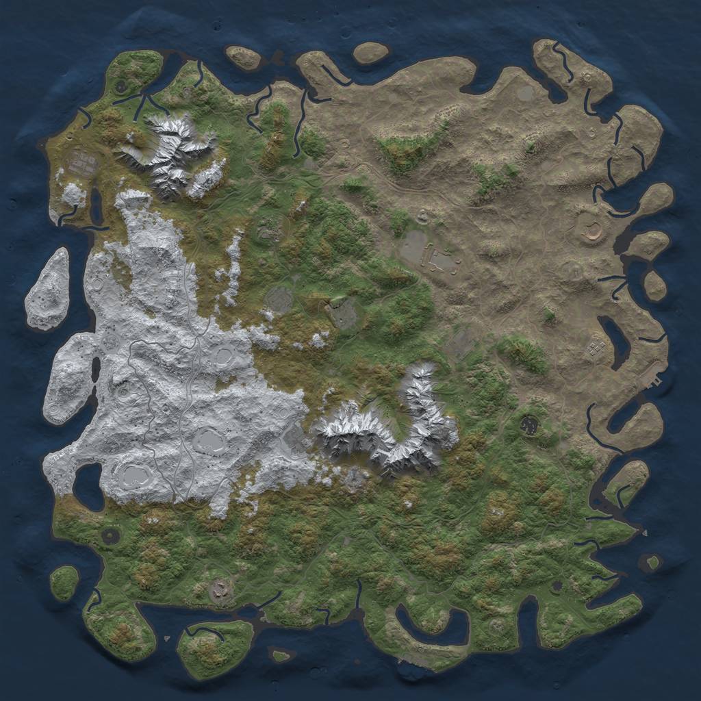 Rust Map: Procedural Map, Size: 6000, Seed: 894207157, 20 Monuments