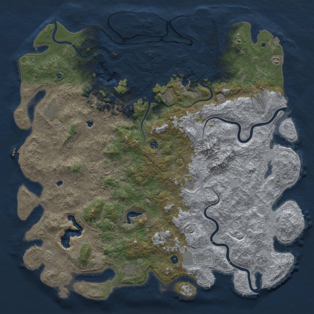 Rust Map: Procedural Map, Size: 6000, Seed: 477645, 17 Monuments