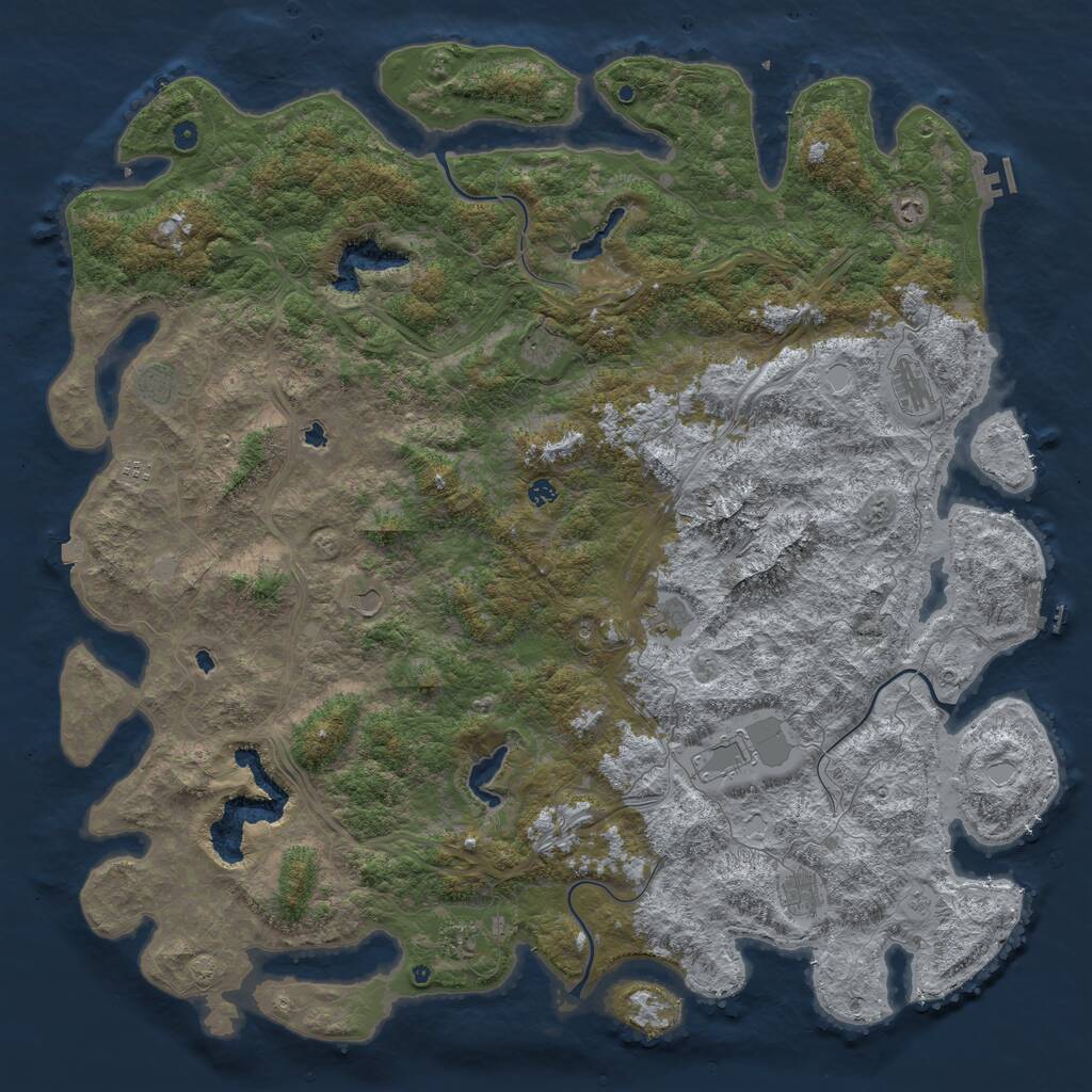 Rust Map: Procedural Map, Size: 6000, Seed: 477645, 17 Monuments