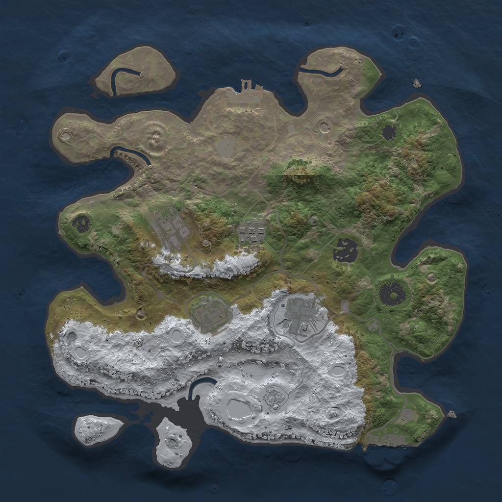 Rust Map: Procedural Map, Size: 3000, Seed: 34511, 14 Monuments