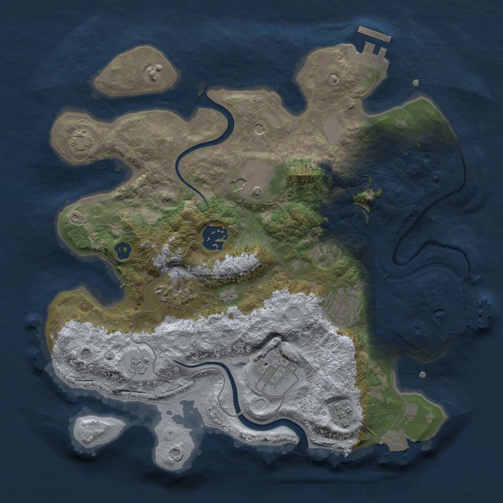 Rust Map: Procedural Map, Size: 3000, Seed: 34511, 12 Monuments