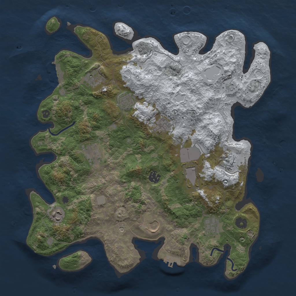 Rust Map: Procedural Map, Size: 3800, Seed: 2117776819, 20 Monuments