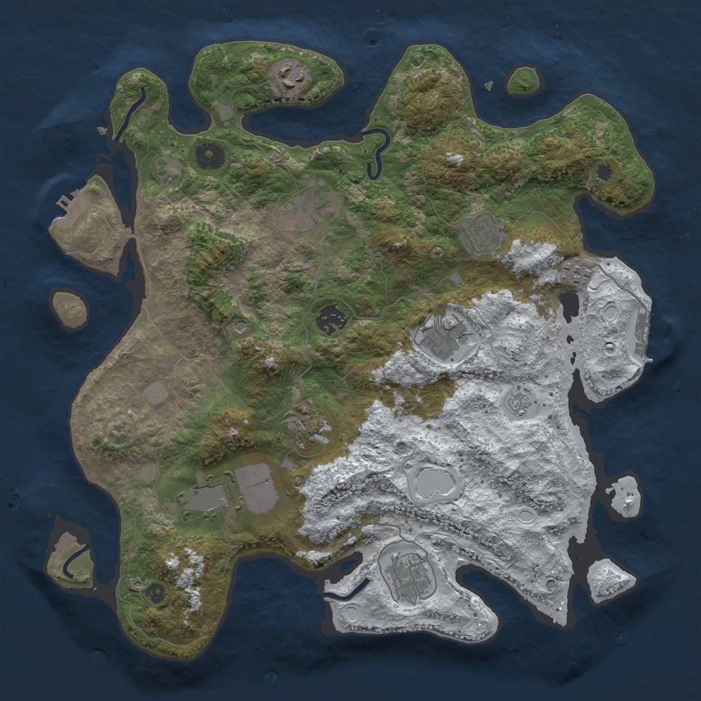 Rust Map: Procedural Map, Size: 3700, Seed: 122747334, 18 Monuments