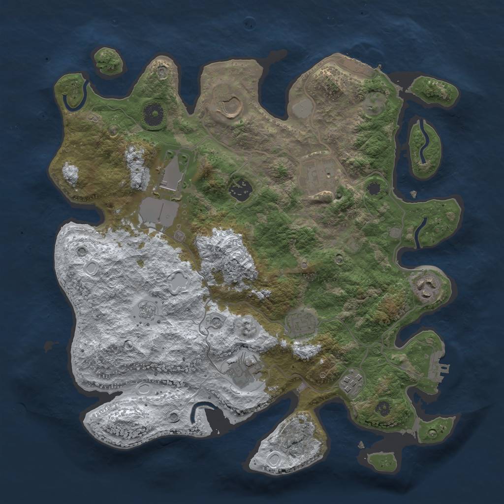 Rust Map: Procedural Map, Size: 3500, Seed: 29067, 17 Monuments