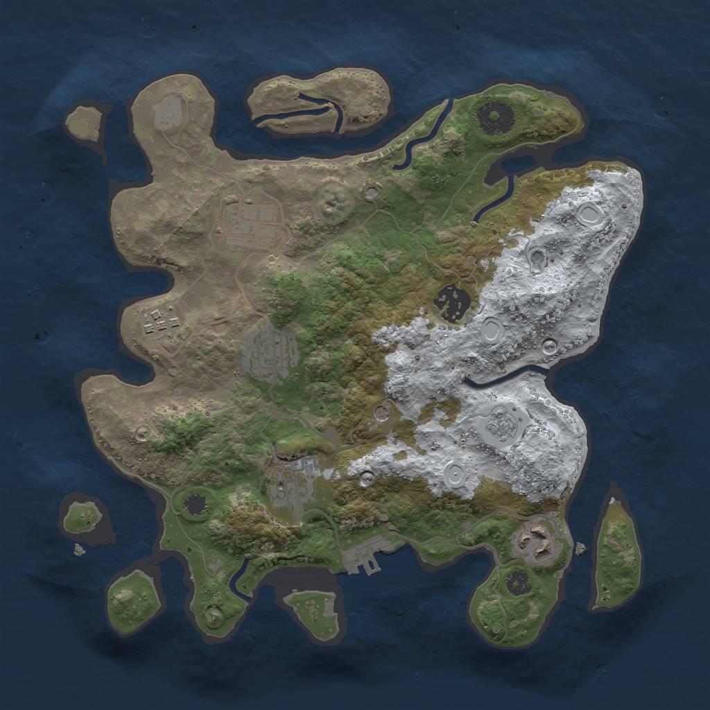 Rust Map: Procedural Map, Size: 3000, Seed: 1512116723, 14 Monuments