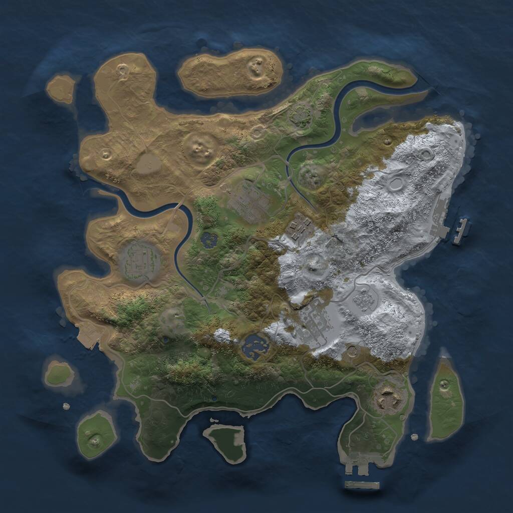 Rust Map: Procedural Map, Size: 3000, Seed: 1512116723, 14 Monuments