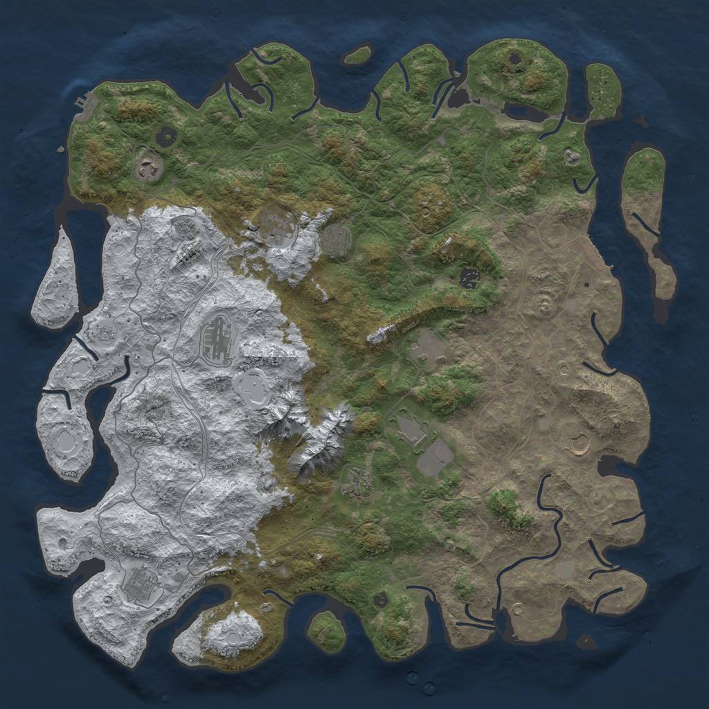 Rust Map: Procedural Map, Size: 5000, Seed: 155000, 20 Monuments