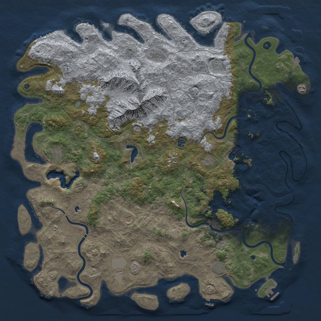 Rust Map: Procedural Map, Size: 6000, Seed: 1707390959, 17 Monuments