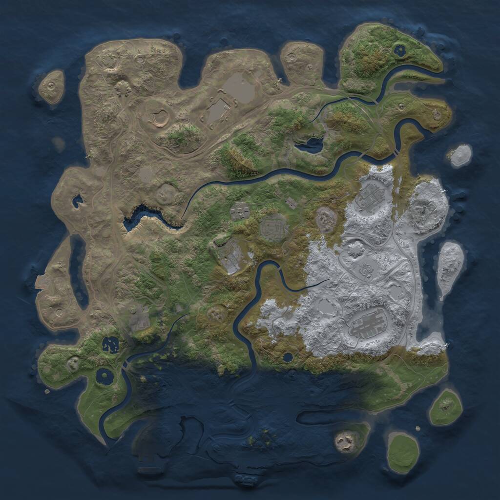 Rust Map: Procedural Map, Size: 4250, Seed: 1067355015, 16 Monuments