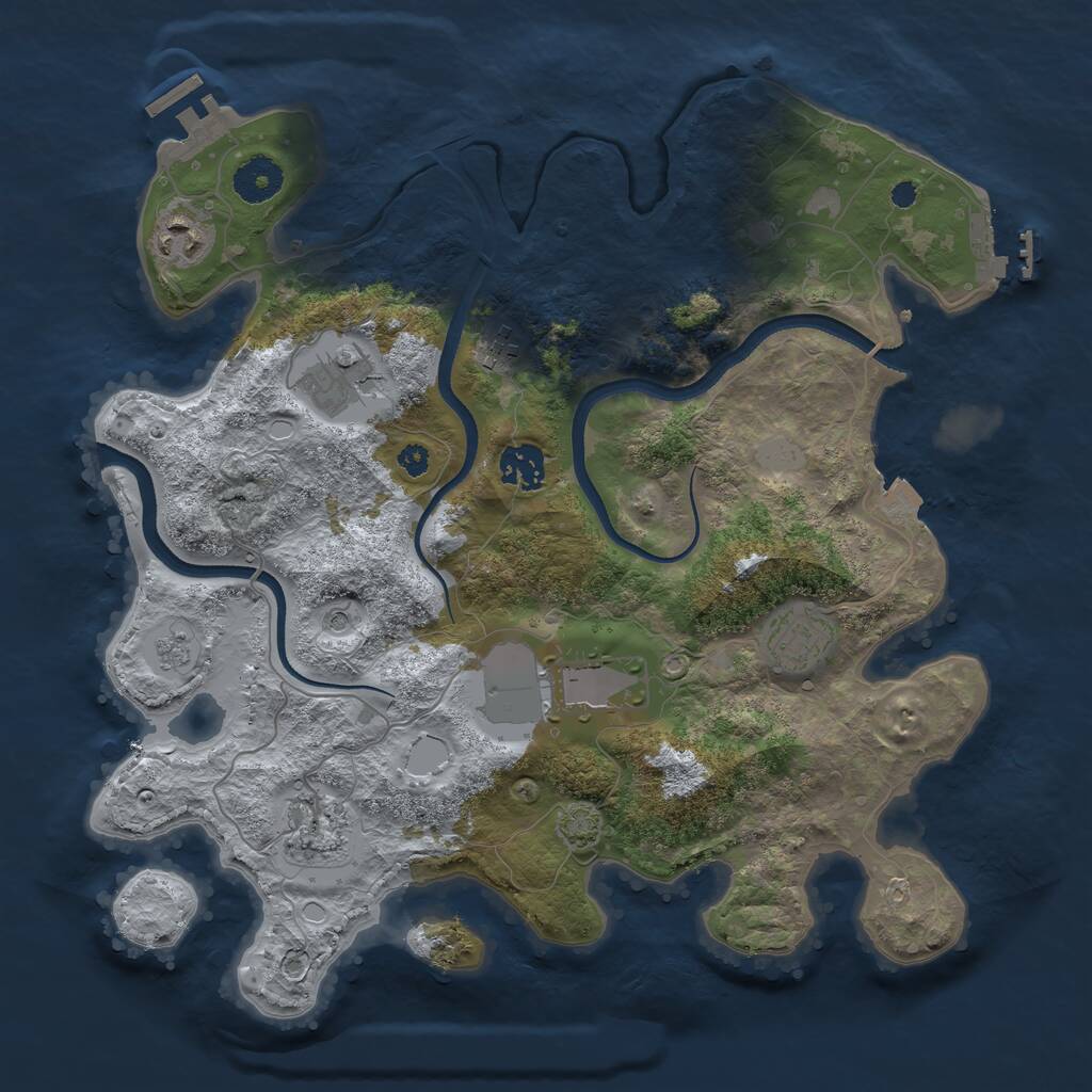 Rust Map: Procedural Map, Size: 3500, Seed: 80533657, 13 Monuments