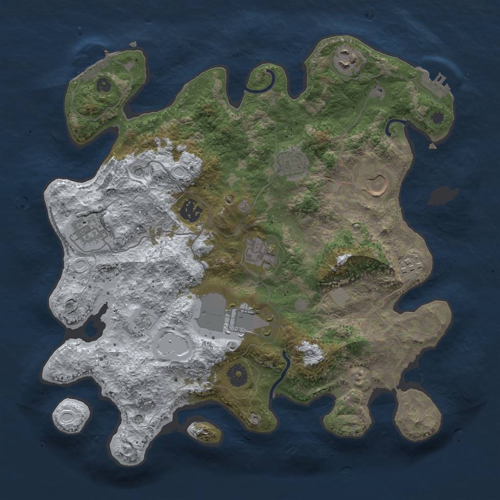 Rust Map: Procedural Map, Size: 3500, Seed: 80533657, 17 Monuments