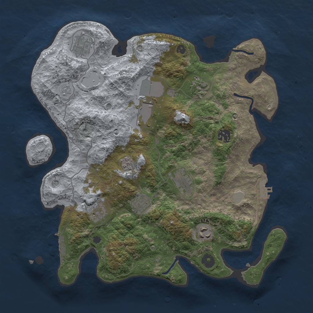 Rust Map: Procedural Map, Size: 3500, Seed: 2031379359, 18 Monuments