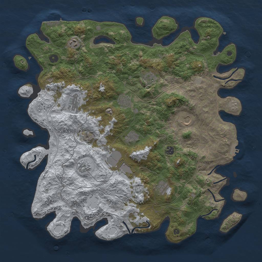 Rust Map: Procedural Map, Size: 4500, Seed: 1912818255, 20 Monuments