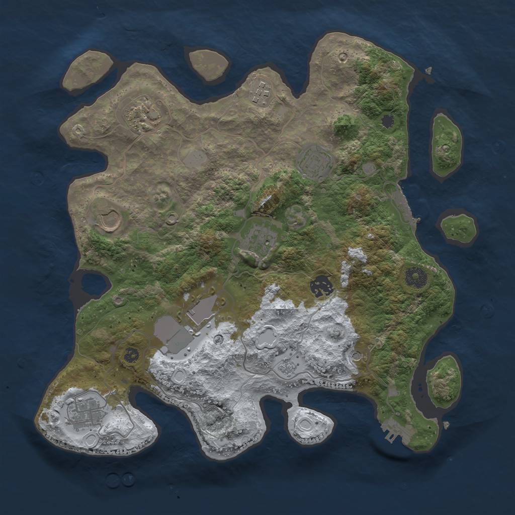 Rust Map: Procedural Map, Size: 3500, Seed: 1363175333, 17 Monuments