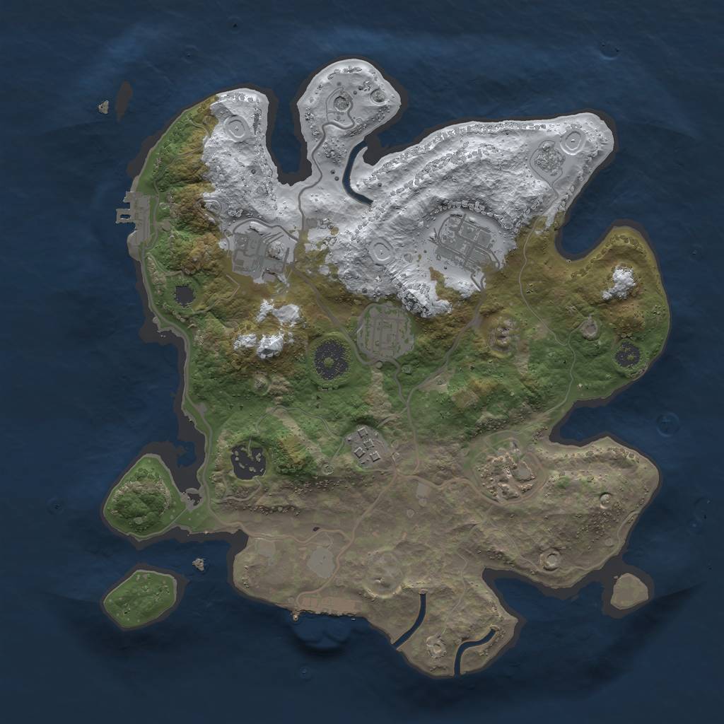 Rust Map: Procedural Map, Size: 3000, Seed: 1766458521, 15 Monuments