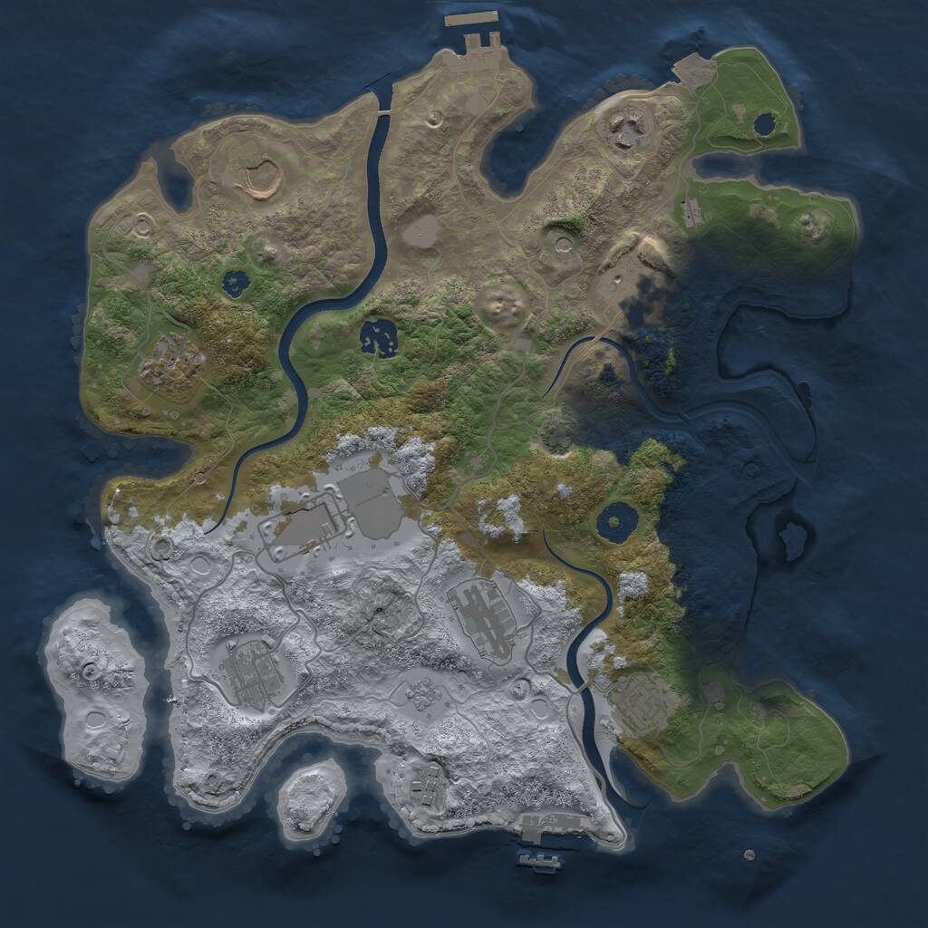 Rust Map: Procedural Map, Size: 3500, Seed: 1871923402, 16 Monuments