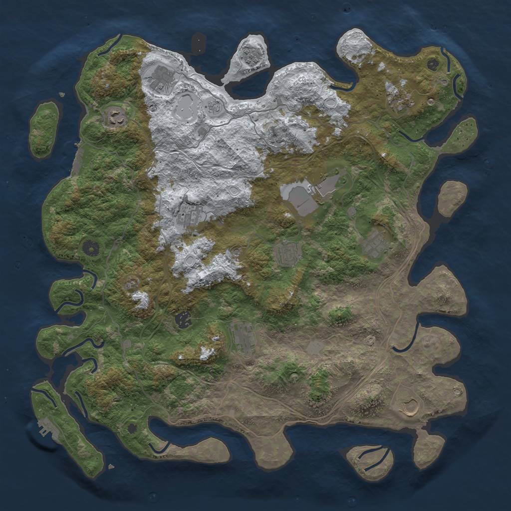 Rust Map: Procedural Map, Size: 4500, Seed: 1483491425, 20 Monuments