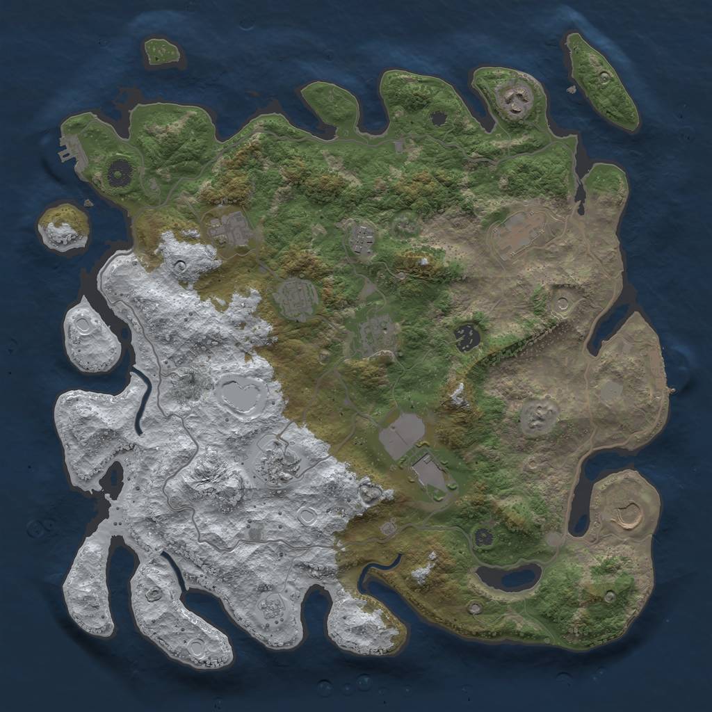 Rust Map: Procedural Map, Size: 4000, Seed: 2232131, 19 Monuments