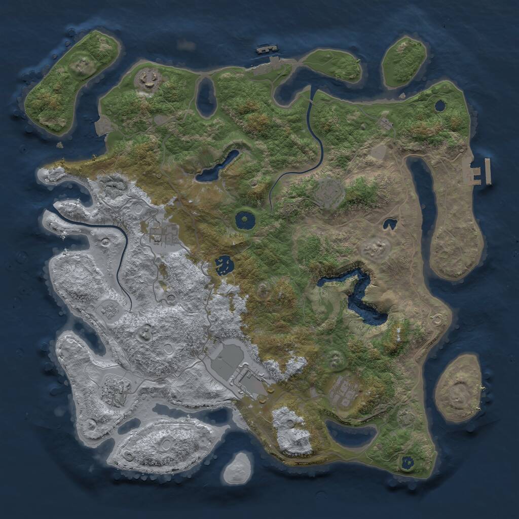 Rust Map: Procedural Map, Size: 4000, Seed: 568706470, 13 Monuments