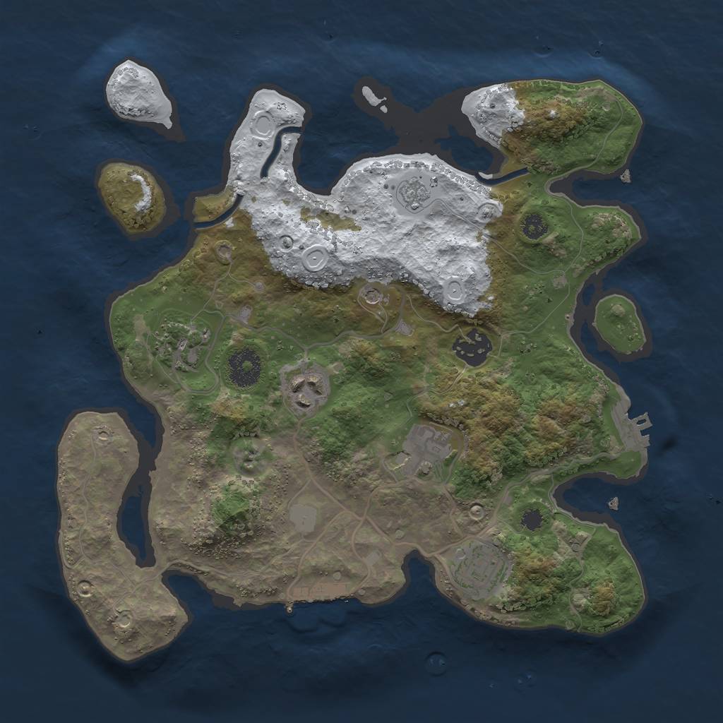 Rust Map: Procedural Map, Size: 3000, Seed: 345345, 14 Monuments