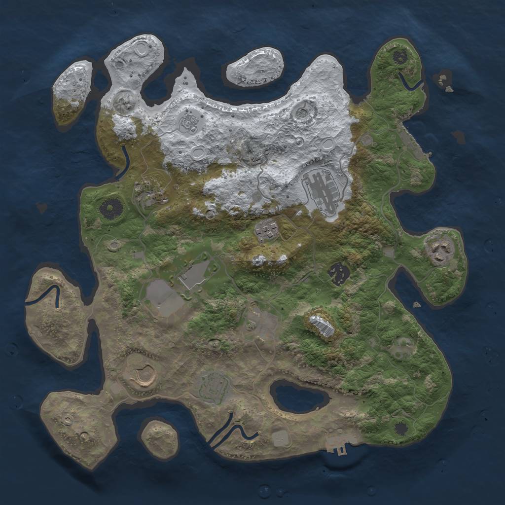 Rust Map: Procedural Map, Size: 3500, Seed: 1182046503, 18 Monuments