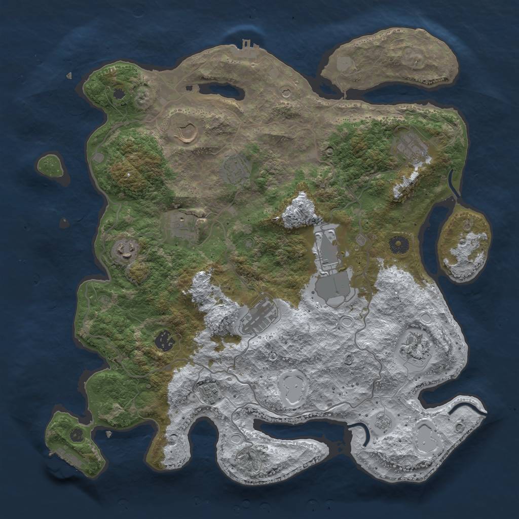Rust Map: Procedural Map, Size: 4000, Seed: 599192189, 19 Monuments