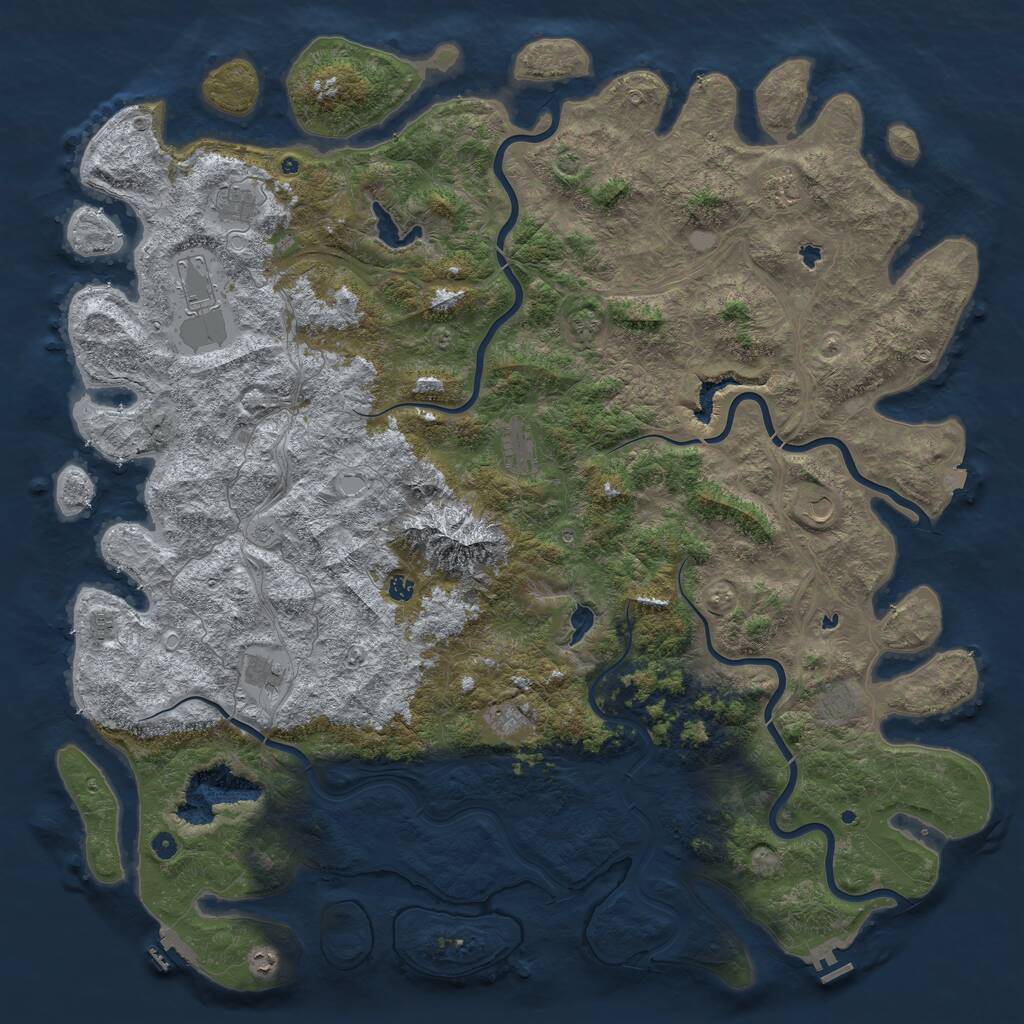 Rust Map: Procedural Map, Size: 6000, Seed: 886436, 17 Monuments