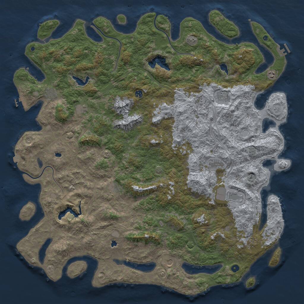 Rust Map: Procedural Map, Size: 6000, Seed: 663527744, 17 Monuments